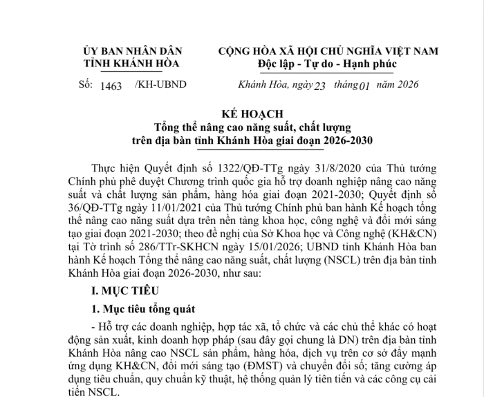 Hỗ trợ doanh nghiệp nâng cao năng suất, chất lượng sản phẩm, hàng hóa, dịch vụ