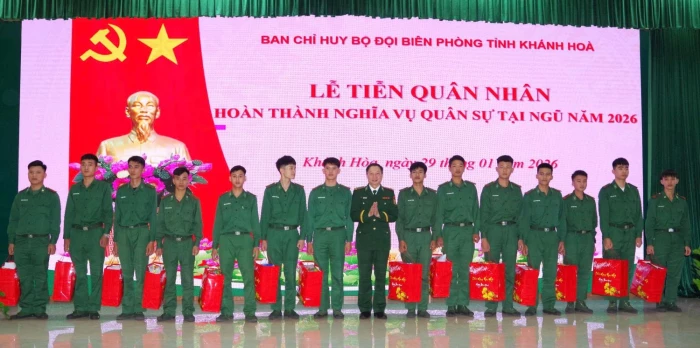 Bộ đội Biên phòng tỉnh Khánh Hòa tiễn 167 quân nhân hoàn thành nghĩa vụ quân sự trở về địa phương