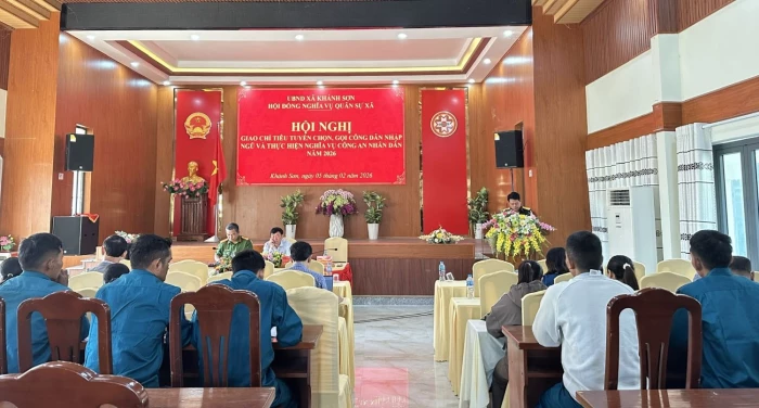 Xã Khánh Sơn tổ chức hội nghị giao chỉ tiêu tuyển chọn, gọi công dân nhập ngũ năm 2026