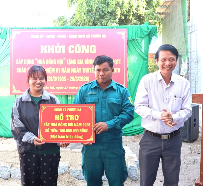 Khởi công xây nhà cho chiến sĩ dân quân khó khăn tại Phước Hà