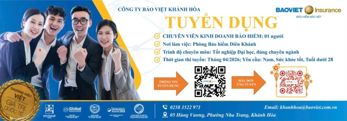 Công ty Bảo Việt Khánh Hòa thông báo tuyển dụng nhân sự năm 2026