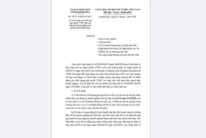 Từ ngày 1-4, ký số kết quả giải quyết hồ sơ đăng ký doanh nghiệp