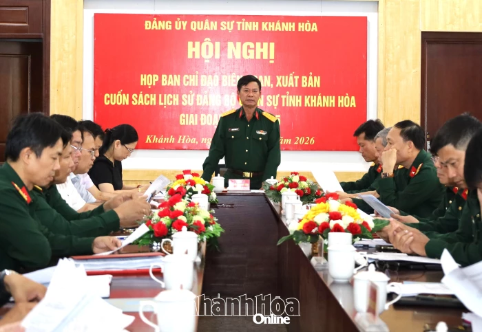 Họp Ban Chỉ đạo biên soạn, xuất bản cuốn sách “Lịch sử Đảng bộ Quân sự tỉnh Khánh Hòa giai đoạn 1945 - 2025”