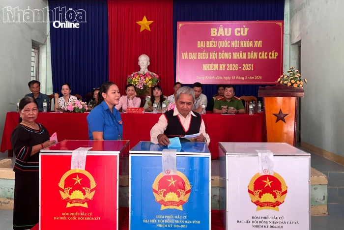 Xã Trung Khánh Vĩnh diễn tập công tác bầu cử đại biểu Quốc hội khóa XVI và đại biểu HĐND các cấp nhiệm kỳ 2026 - 2031