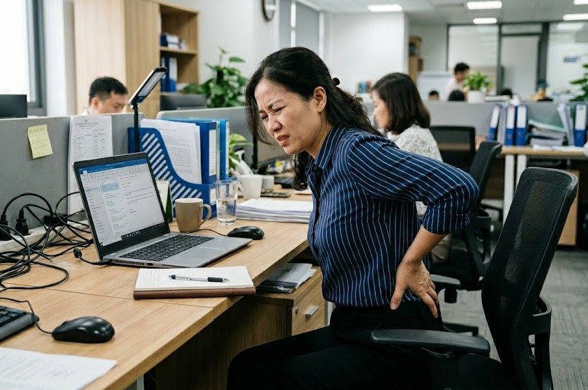 5 bài tập đơn giản giúp giảm đau lưng, cứng khớp do ngồi lâu