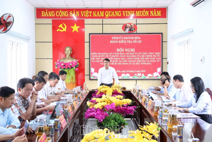 Đoàn kiểm tra số 325 của Ban Thường vụ Tỉnh ủy kiểm tra công tác lãnh đạo, chỉ đạo thực hiện Nghị quyết số 57 của Bộ Chính trị tại xã Bắc Ninh Hòa