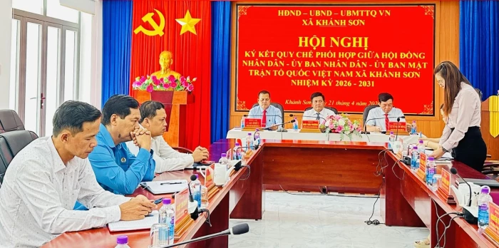 Xã Khánh Sơn tổ chức ký kết quy chế phối hợp nhiệm kỳ 2026 - 2031