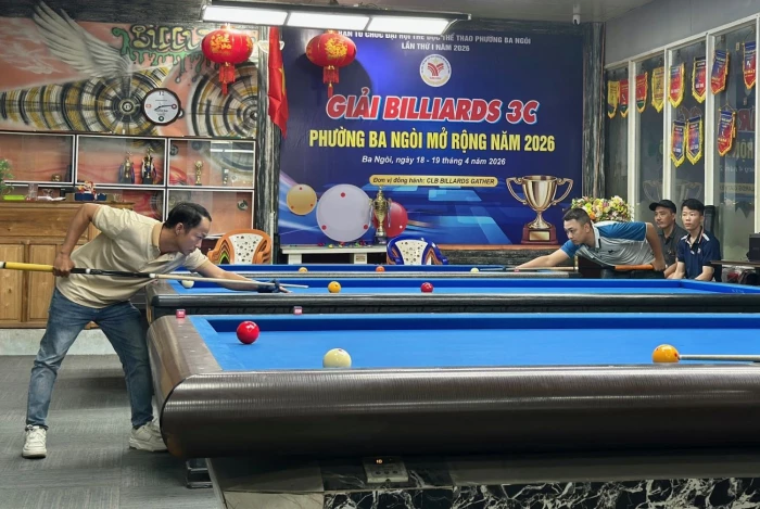 Hơn 40 cơ thủ tranh tài Giải billiards carom 3 băng phường Ba Ngòi mở rộng năm 2026