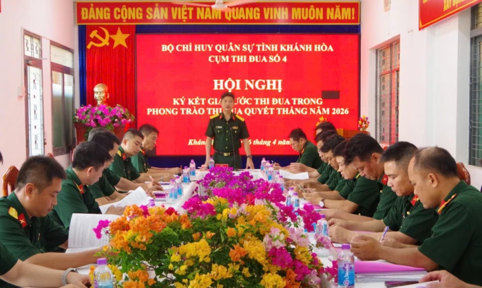 Cụm thi đua số 4 - Bộ Chỉ huy Quân sự tỉnh Khánh Hòa ký kết giao ước thi đua năm 2026