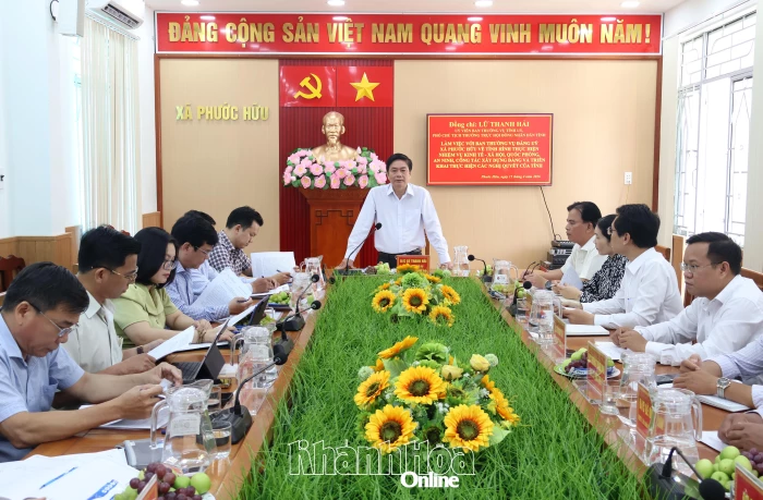 Phó Chủ tịch Thường trực HĐND tỉnh Lữ Thanh Hải làm việc với Đảng ủy xã Phước Hữu