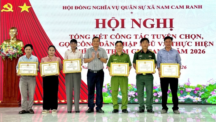 Xã Nam Cam Ranh tổng kết công tác tuyển chọn, gọi công dân nhập ngũ năm 2026