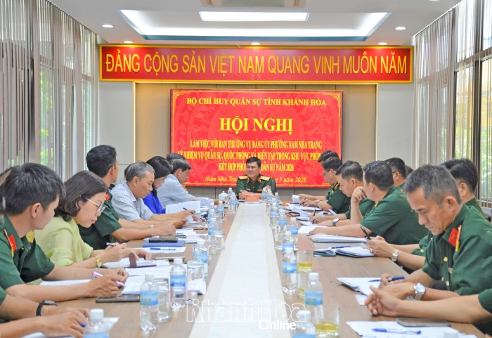Bộ Chỉ huy Quân sự tỉnh Khánh Hòa làm việc với phường Nam Nha Trang về chuẩn bị diễn tập tác chiến