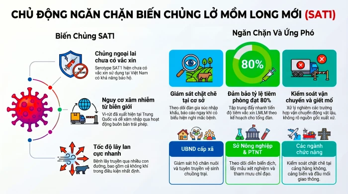 Chủ động ngăn chặn chủng vi rút mới của dịch lở mồm long móng