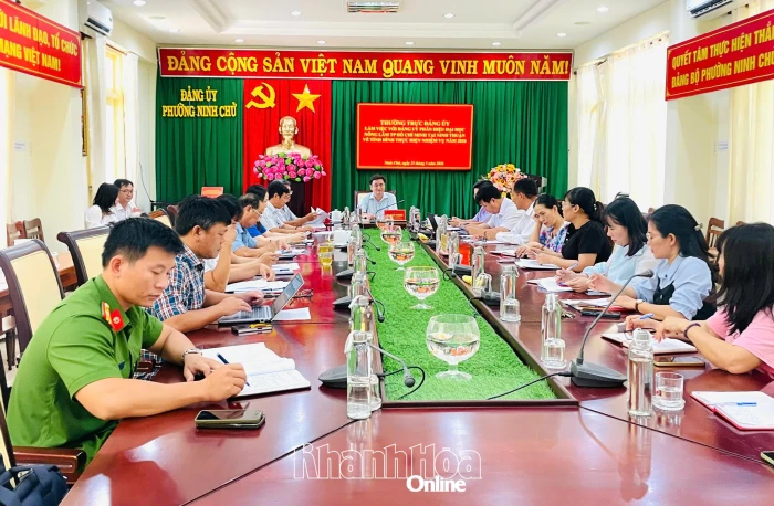 Đảng ủy phường Ninh Chử làm việc với Đảng ủy Phân hiệu Trường Đại học Nông Lâm TP. Hồ Chí Minh tại Ninh Thuận