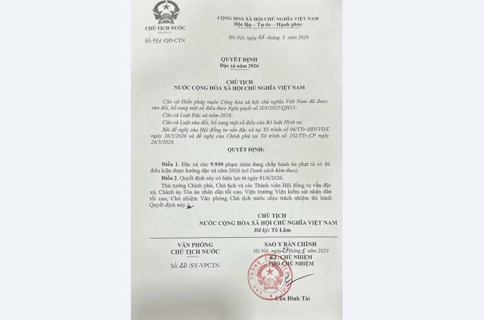 Tỉnh Khánh Hòa có 316 phạm nhân được đặc xá