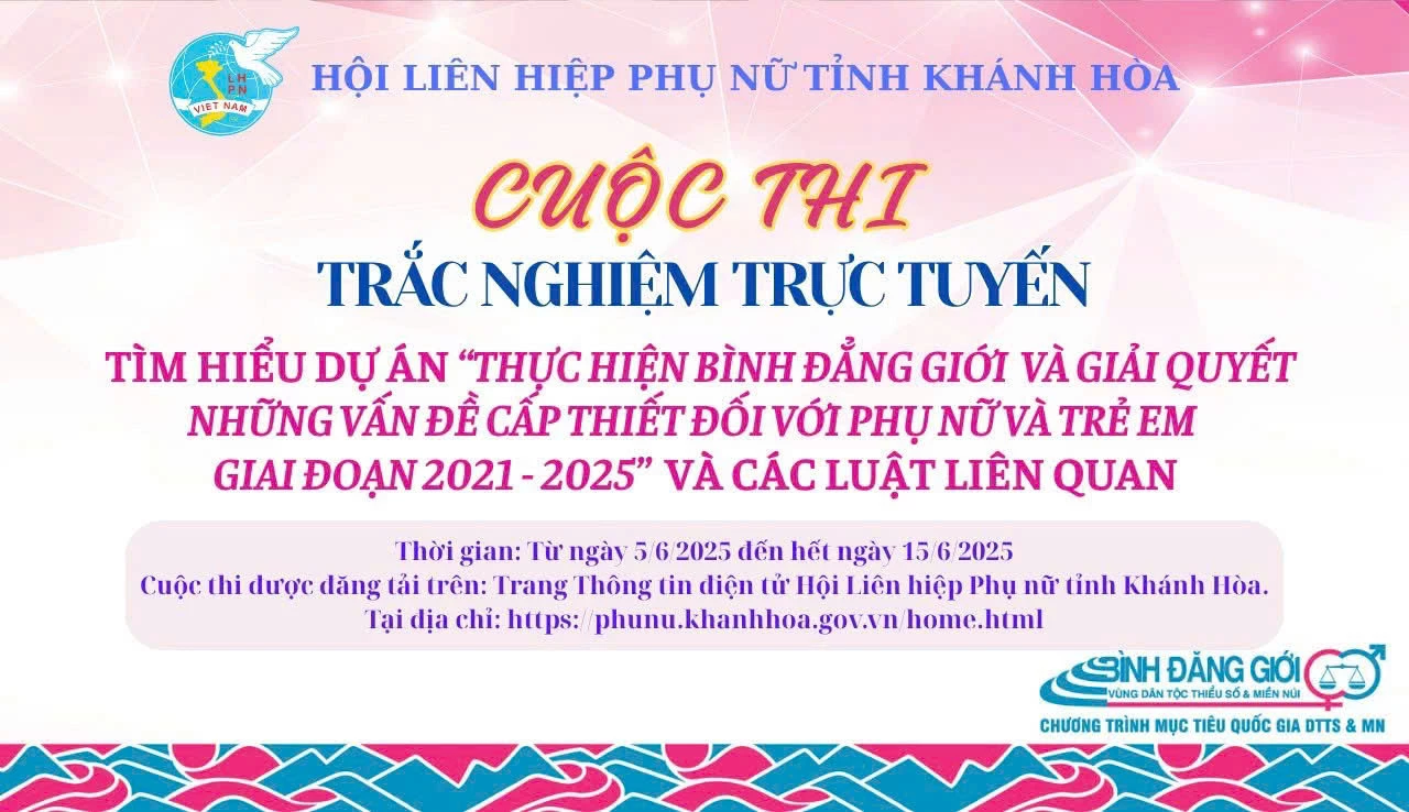 Từ ngày 5 đến 15-6 diễn ra cuộc thi trắc nghiệm trực tuyến về bình đẳng giới