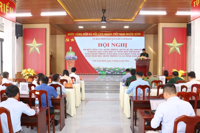 Xã Nam Cam Ranh sơ kết công tác quốc phòng, quân sự địa phương 6 tháng đầu năm 2026