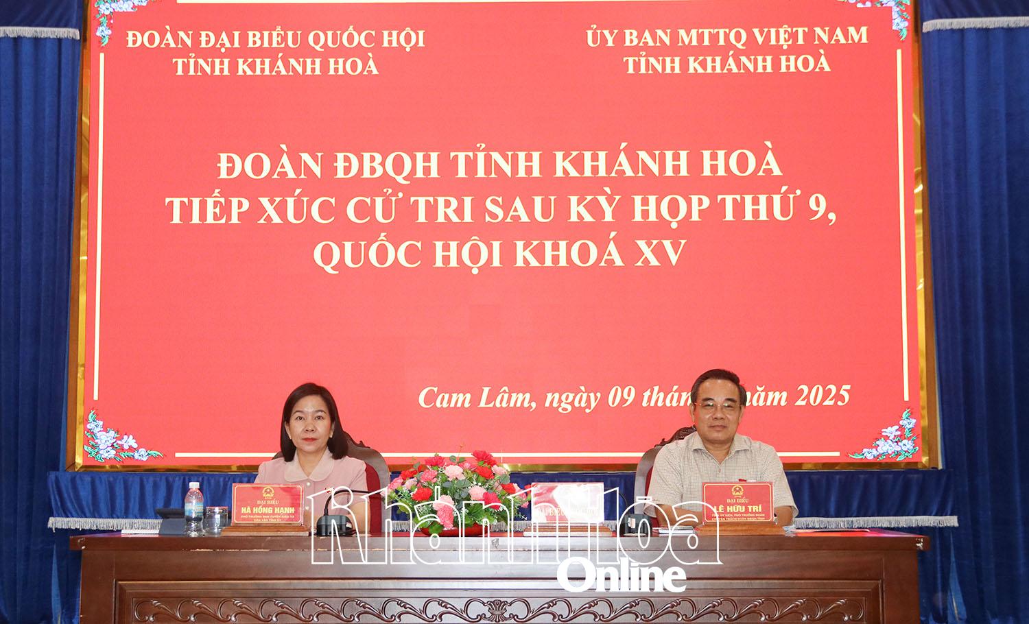 Đại biểu Quốc hội tỉnh Khánh Hòa tiếp xúc cử tri các xã Cam Lâm, Suối Dầu, Cam Hiệp, Cam An