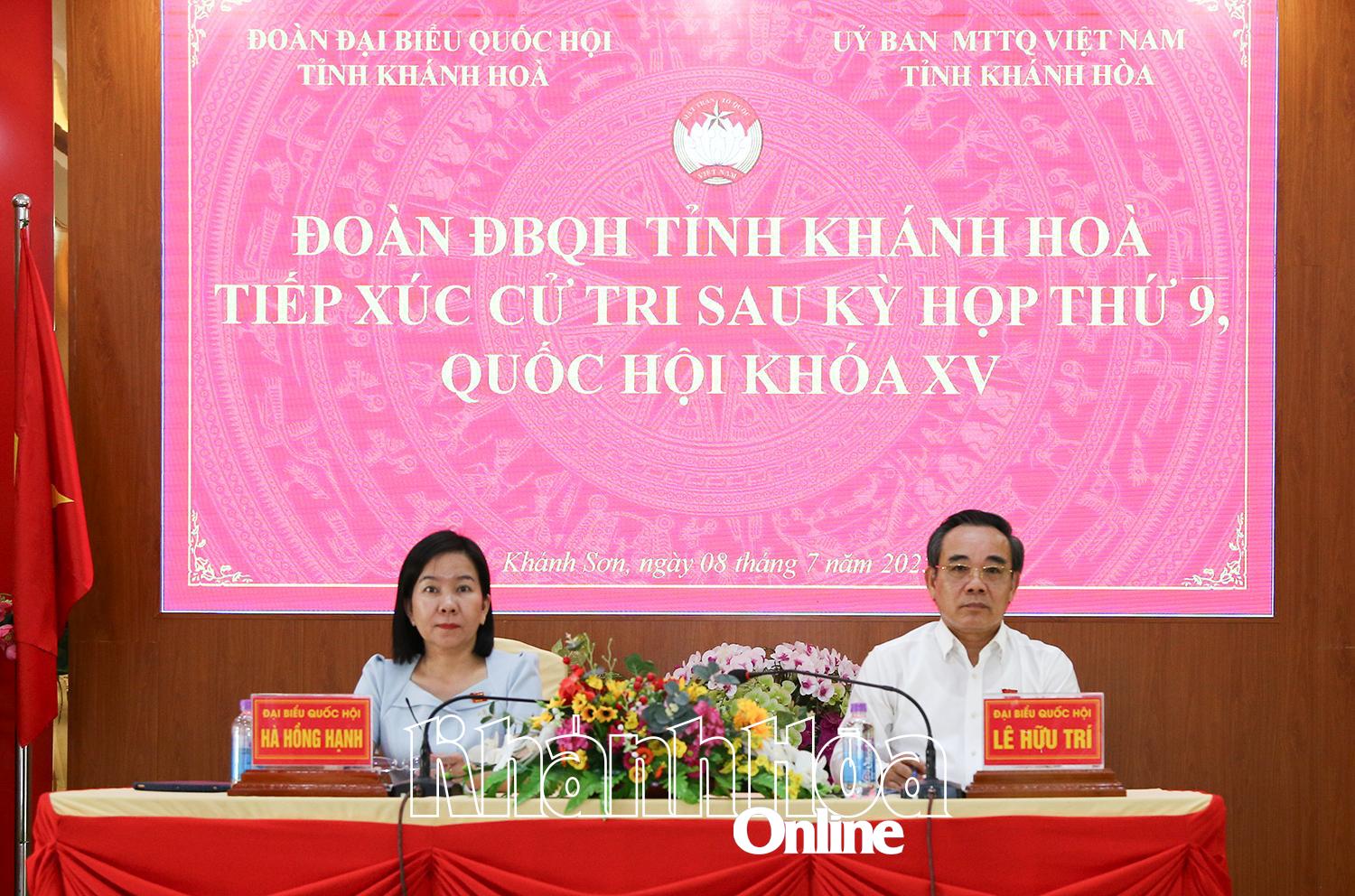 Đại biểu Quốc hội tỉnh Khánh Hòa tiếp xúc cử tri các xã Khánh Sơn, Đông Khánh Sơn và Tây Khánh Sơn