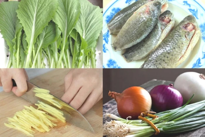 Canh cải cá rô nấu gừng