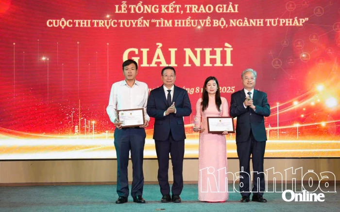 2 thí sinh tỉnh Khánh Hòa đoạt giải Cuộc thi trực tuyến “Tìm hiểu về Bộ, ngành Tư pháp”