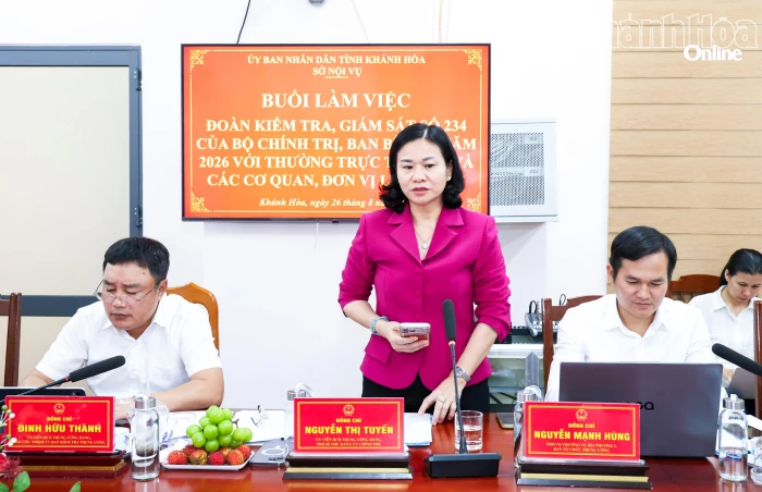 Đoàn Kiểm tra, giám sát số 234 của Bộ Chính trị, Ban Bí thư làm việc với Sở Nội vụ tỉnh Khánh Hòa