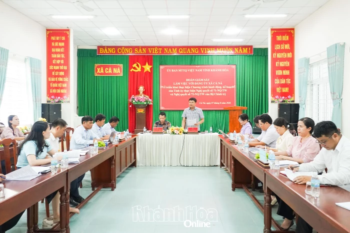 Giám sát việc triển khai các nghị quyết của Bộ Chính trị tại xã Cà Ná