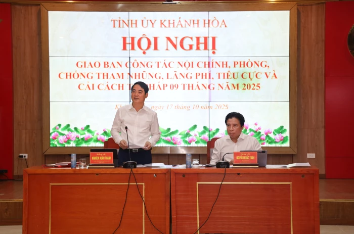 Giao ban công tác nội chính, phòng, chống tham nhũng, lãng phí, tiêu cực và cải cách tư pháp 9 tháng năm 2025