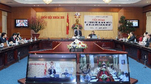 Chủ tịch Quốc hội Nguyễn Sinh Hùng chủ trì và phát biểu khai mạc Hội nghị.  Ảnh: Nhan Sáng/TTXVN