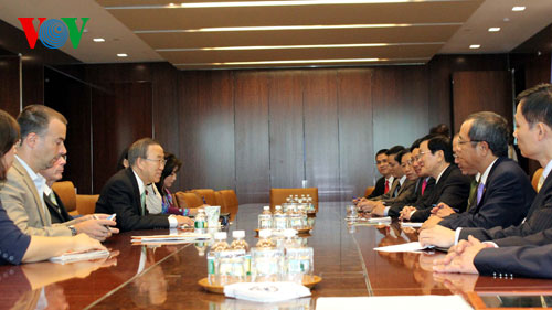 Chủ tịch nước Trương Tấn Sang gặp TTK LHQ Ban Ki-moon
