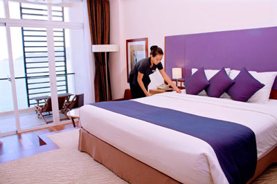 Hầu hết các phòng của khách sạn Novotel Nha Trang đều có tầm nhìn ra vịnh Nha Trang xinh đẹp.