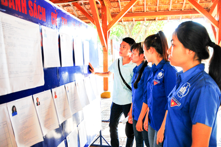 Đoàn viên, thanh niên Trường Đại học Nha Trang xem danh sách ứng cử viên được niêm yết tại trường