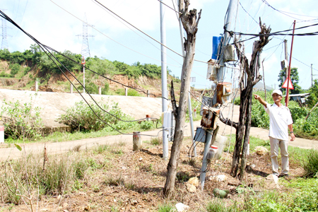 Hệ thống điện sau công tơ ở khu vực trường bắn (thôn Tân Thành) không đảm bảo an toàn.