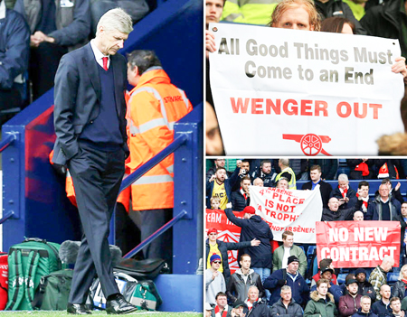Một hình ảnh cho thấy sự thất vọng đến tận cùng của người hâm mộ đội bóng Arsenal đối với ông Wenger