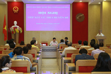 Quang cảnh buôi tiếp xúc doanh nghiệp của Đoàn đại biểu Quốc hội tỉnh