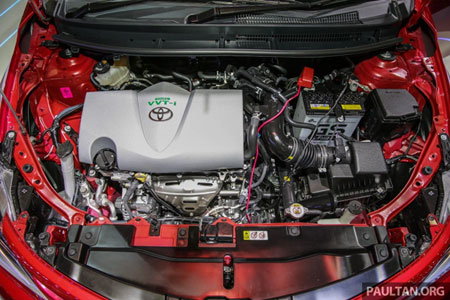 Toyota Vios 2017 được trang bị động cơ 3NR-FBE Dual VVT-i dung tích 1.5 lít cho công suất 108 mã lực tại vòng tua 6.000 vòng/phút, mô men xoắn cực đại 140 Nm ở 4.200 vòng/phút.
