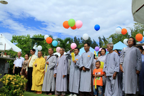 Buddhists carrying out ritual to pray for peace.