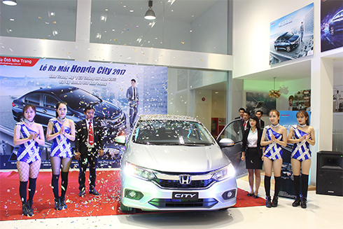 Mẫu xe Honda City 2017 được giới thiệu tại lễ ra mắt.
