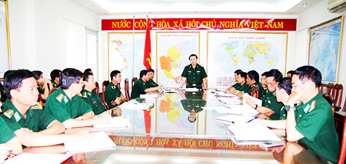 Đại tá Hồ Thanh Tùng - Chỉ huy trưởng Bộ đội Biên phòng tỉnh giao ban triển khai công tác biên phòng