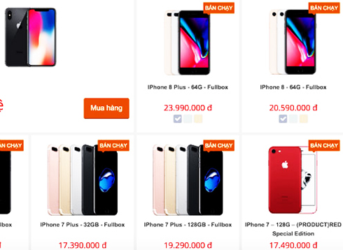  Giá bán iPhone 8 và 8 Plus 