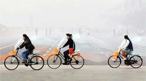   Bản concept xe đạp với bộ lọc khí ô nhiễm gắn ở phía trước