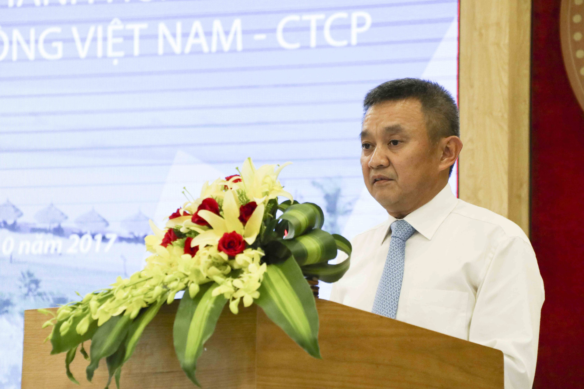 Ông Dương Trí Thành - Tổng Giám đốc Tổng Công ty hàng không Việt Nam phát biểu tại lễ ký kết