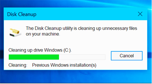 Tiện ích Disk Cleanup sẽ giúp làm sạch tất cả các dữ liệu bên trong hệ thống