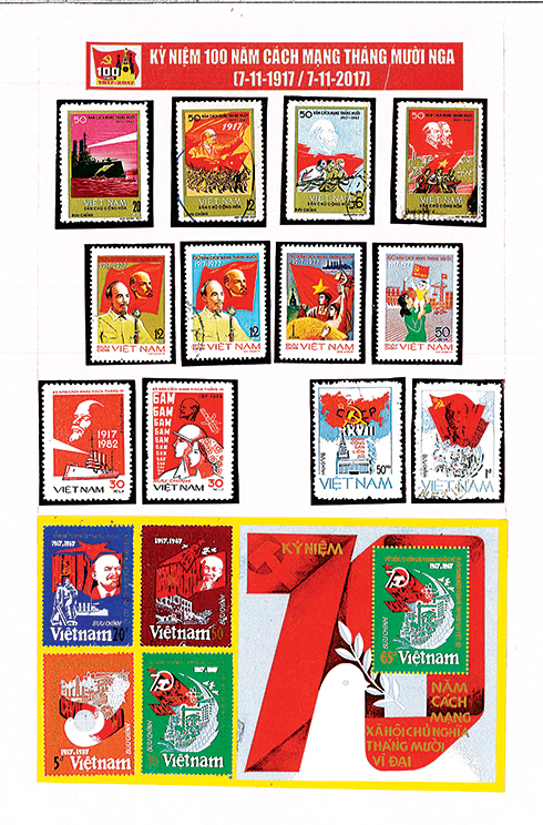 Trang tem Việt Nam kỷ niệm Cách mạng Tháng Mười Nga