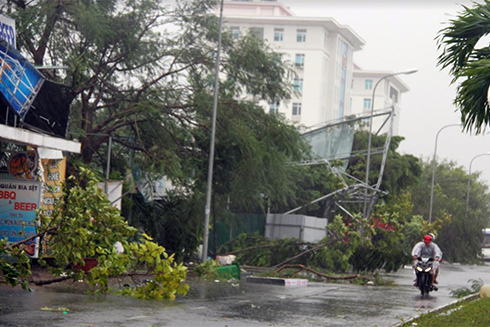Cổng trường tiểu học 1 thị trấn Diên Khánh bị đổ