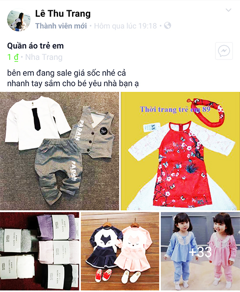 Một tài khoản bán hàng qua mạng tại Nha Trang