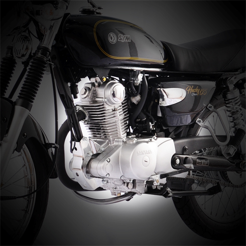 Động cơ, hộp số của Husky 125 Classic chia sẻ nhiều với mẫu Honda CG 125cc do SYM mua lại công nghệ từ Honda