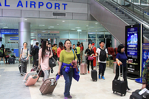 Foreign tourists at Cam Ranh International Airport