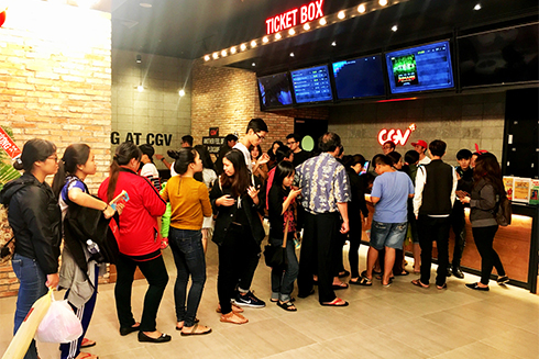 People waiting to buy tickets at CGV Cinema Nha Trang