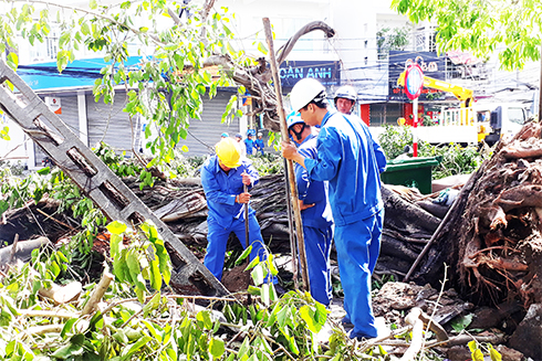 VNPT Khánh Hòa nỗ lực khắc phục hậu quả cơn bão số 12.